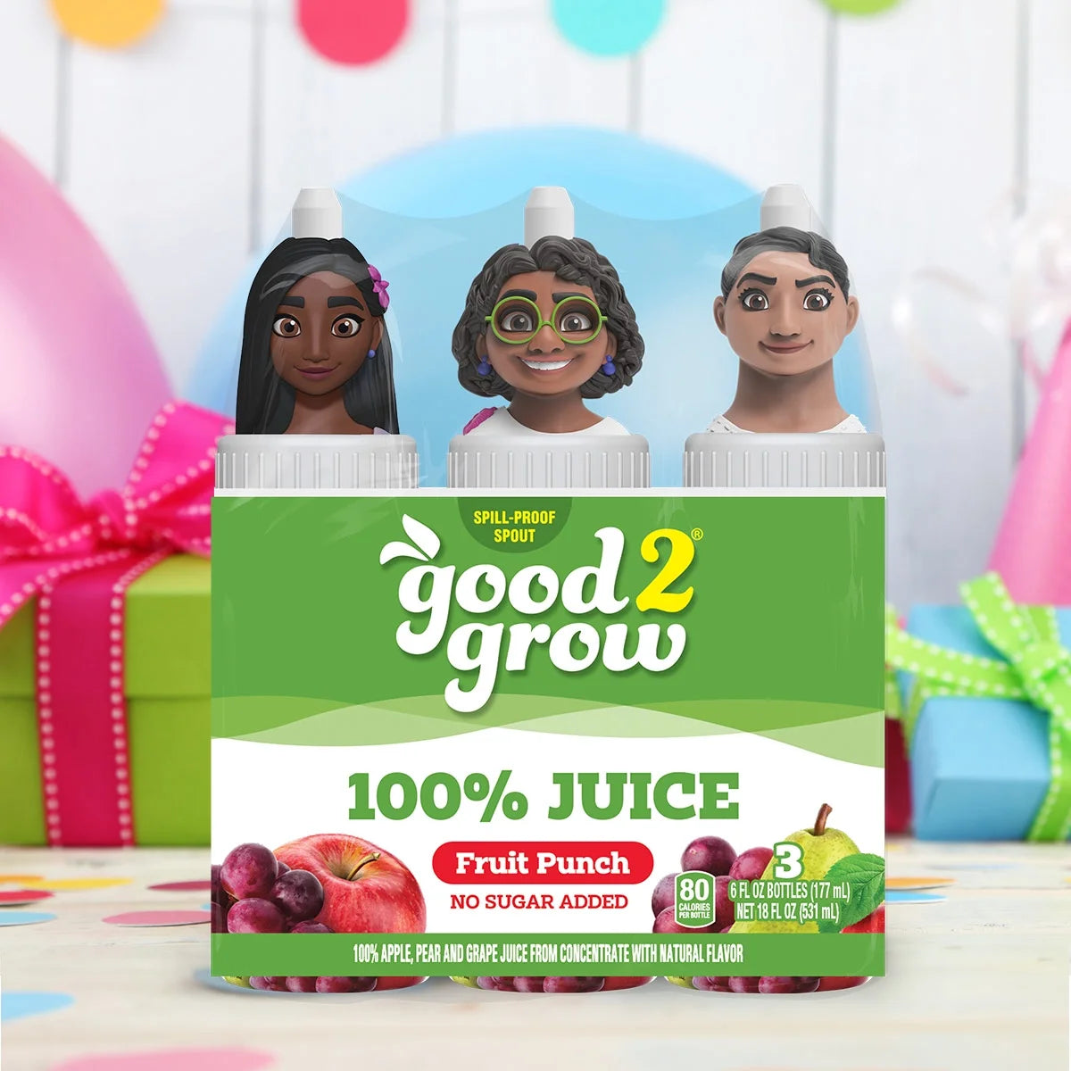 good2grow Jugo de Fusión de Frutas Orgánico Bajo en Azúcar, 6 Oz, Paquete de 3 (los Tops de Personajes Varían)