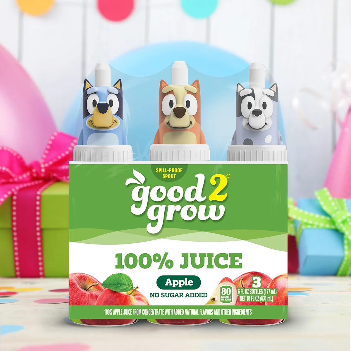 good2grow Jugo de Manzana 100% 6oz Paquete de 3 (Tapas de Personajes Varían)