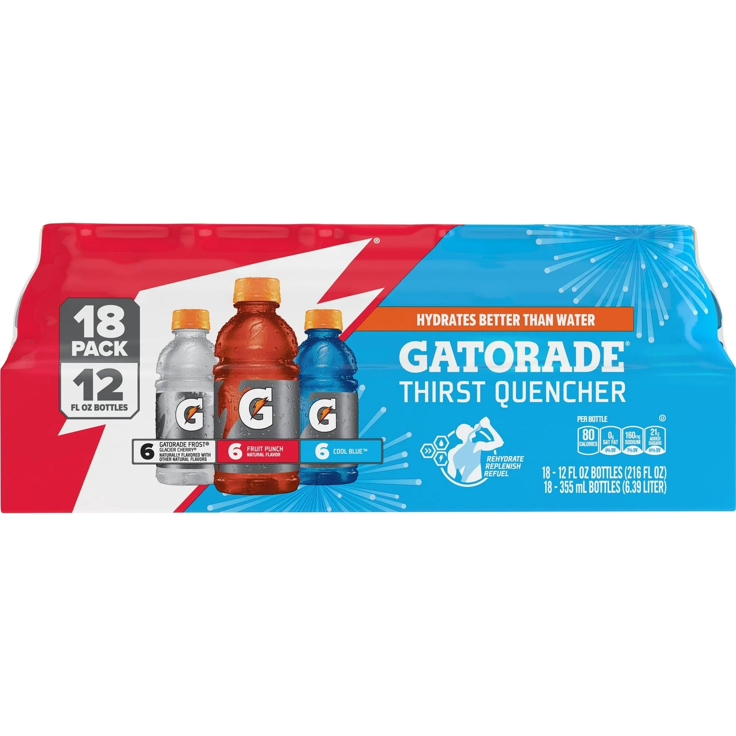 Gatorade Bebida Deportiva para Calmar la Sed Edición Campeones, 12 fl oz, 18 Botellas