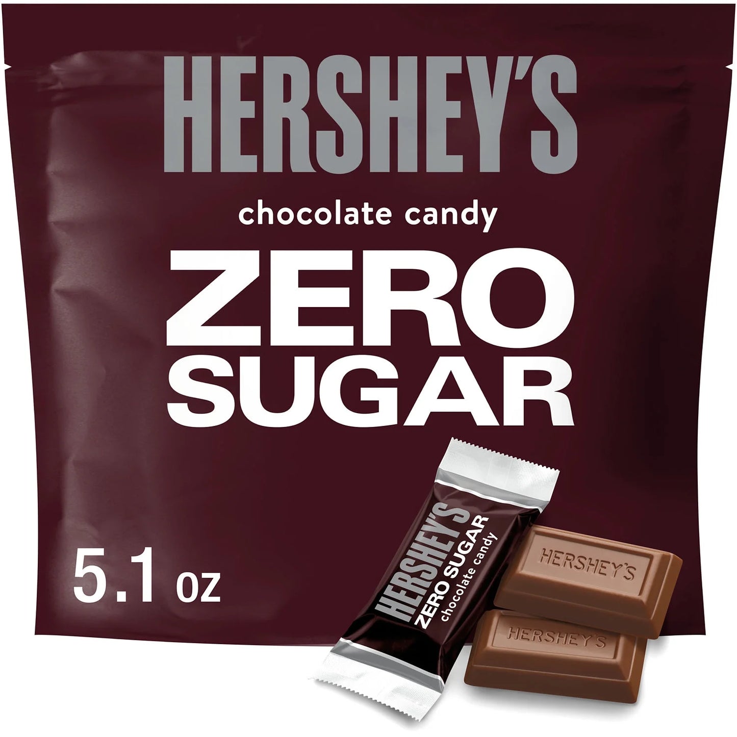 Hershey's Zero Sugar Caramelos de Chocolate, Bolsa de 5.1 oz