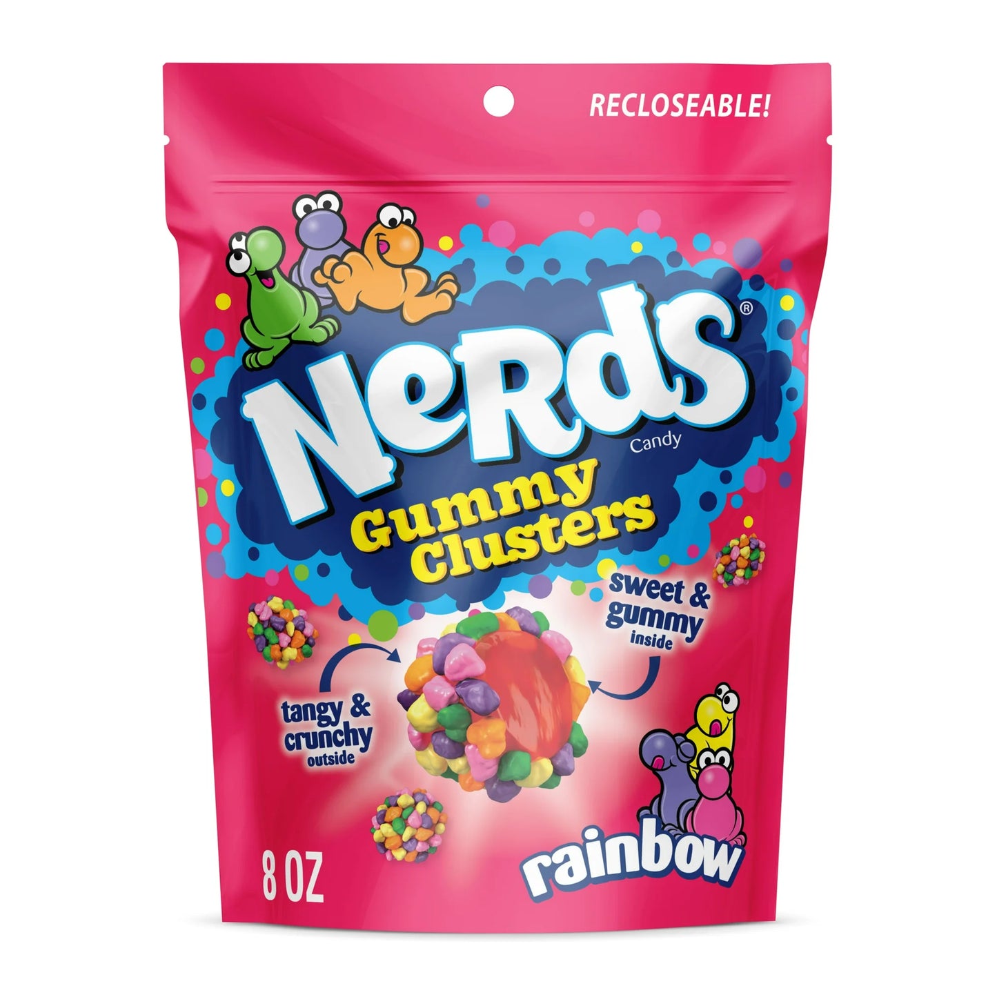 NERDS Gummy Clusters , Caramelo, Arcoíris, Crujiente y Gomoso, 8 oz