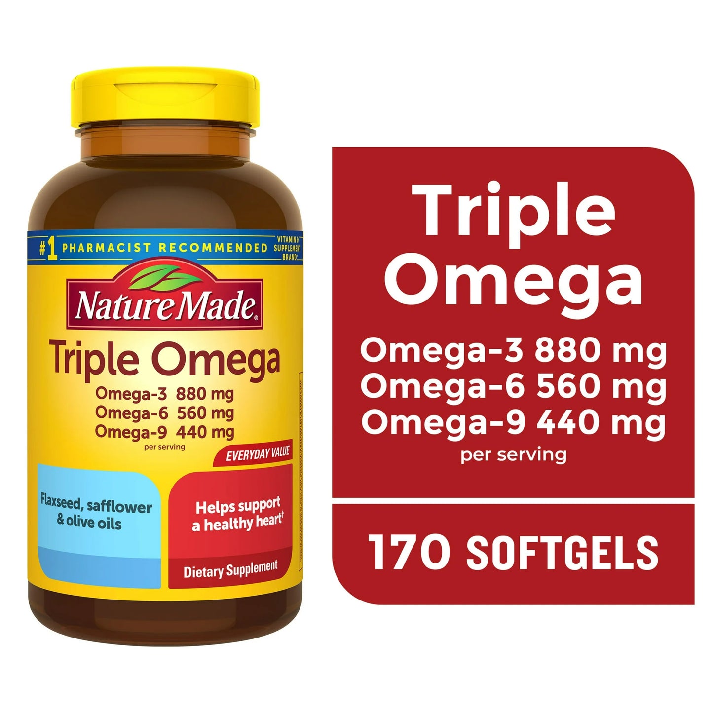 Nature Made Triple Omega 369 Softgels, Suplemento Dietético, Unidad 170