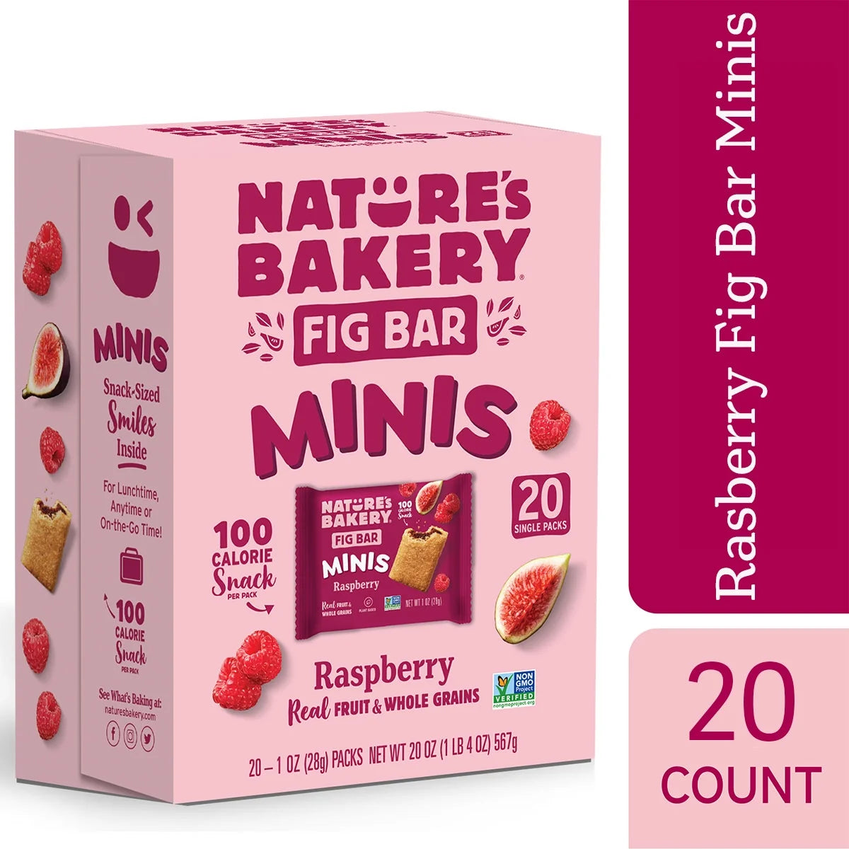 Nature's Bakery, Minis de Barra Fig de Frambuesa 1 oz, 20 Unidades