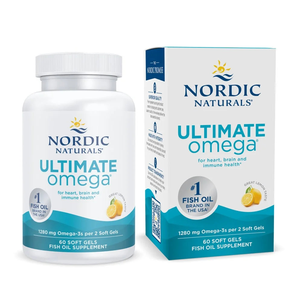 Nordic Naturals Ultimate Omega Cápsulas Blandas, Limón, 1280 mg, Aceite de Pescado, 60 Unidades