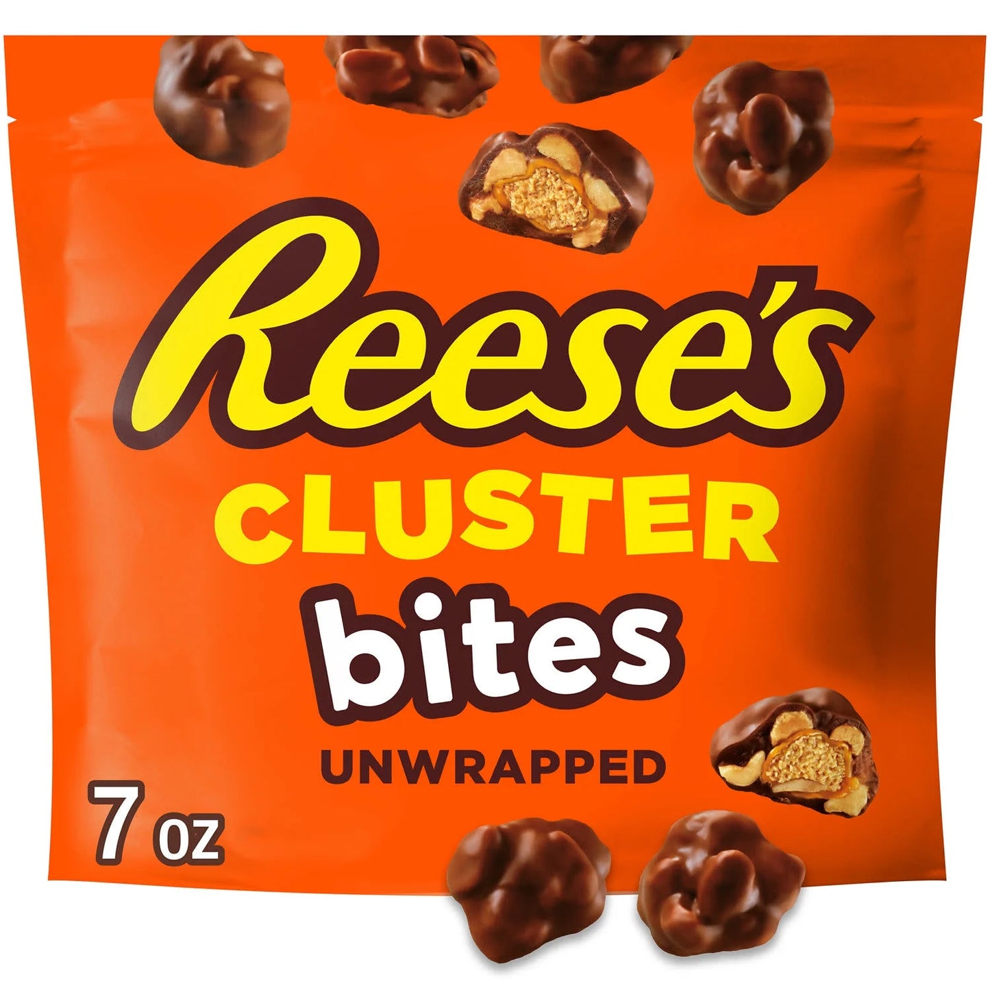 REESES Bolsa CLUSTER BITES sin Envolver (Mantequilla de Maní, Caramelo y Maní Cubierto de CHOCOLATE)