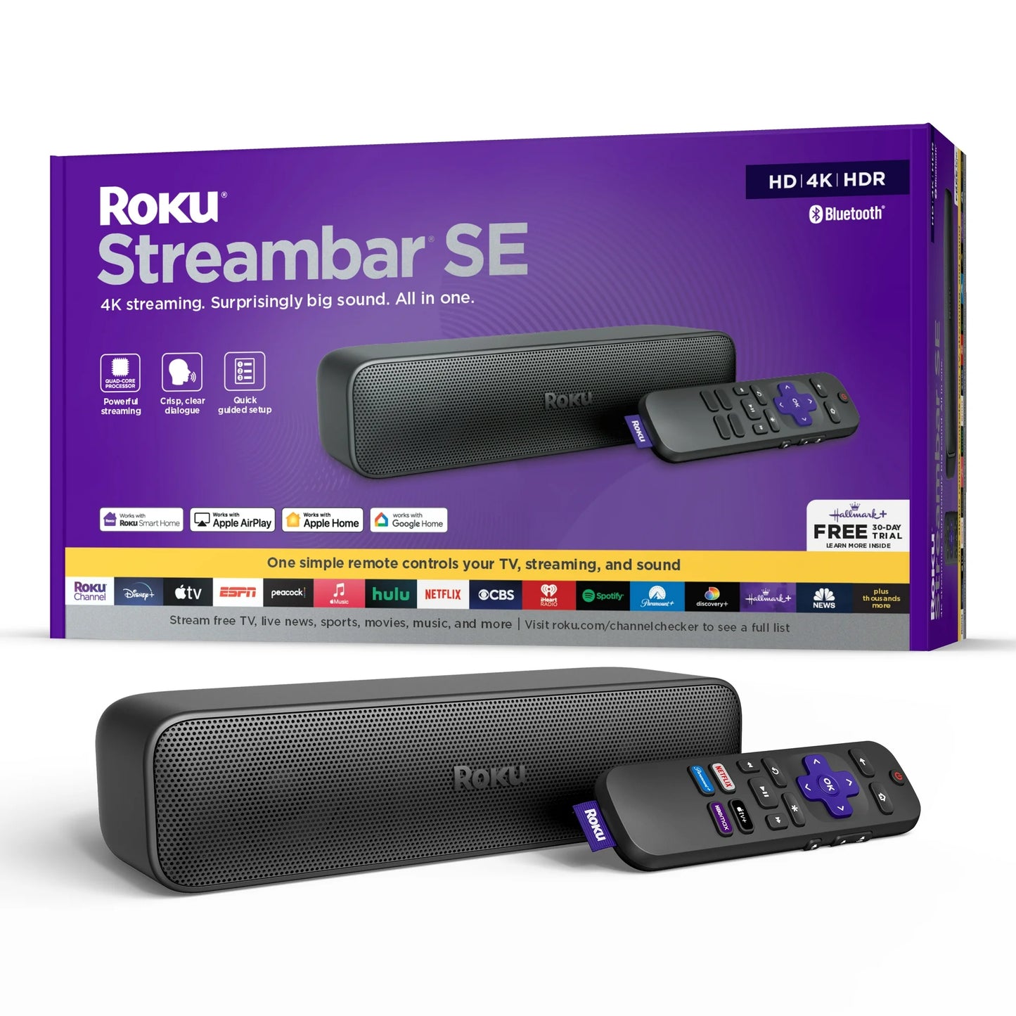 Roku Streambar SE - Barra de Sonido para TV 2 en 1 con Transmisión Integrada, Altavoces Premium y Claridad de Voz