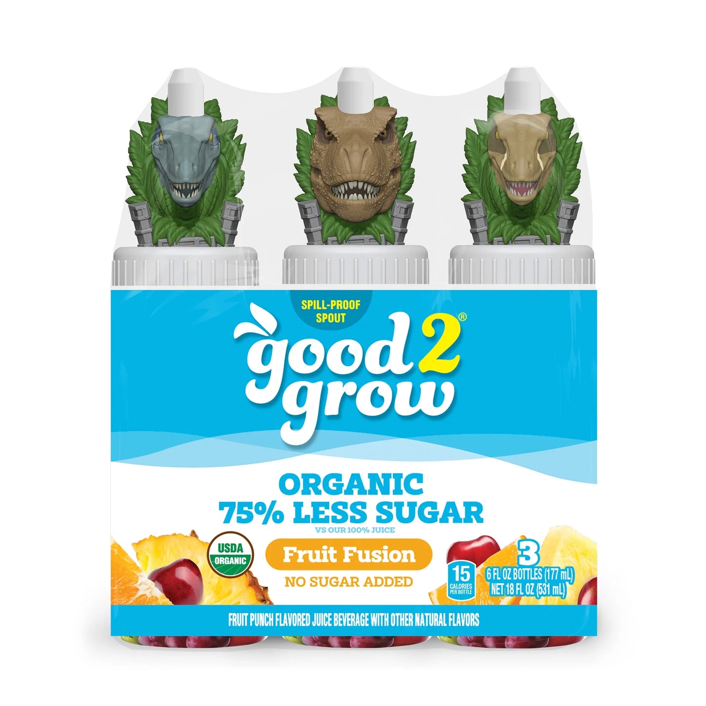 good2grow Jugo de Fusión de Frutas Orgánico Bajo en Azúcar, 6 Oz, Paquete de 3 (los Tops de Personajes Varían)