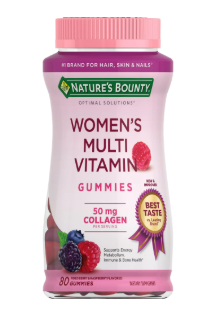 Nature's Bounty Soluciones Ptimas Gomitas Multivitamínicas para Mujeres, Suplemento Dietético, Sabor a Bayas y Frambuesa, 80 Unidades