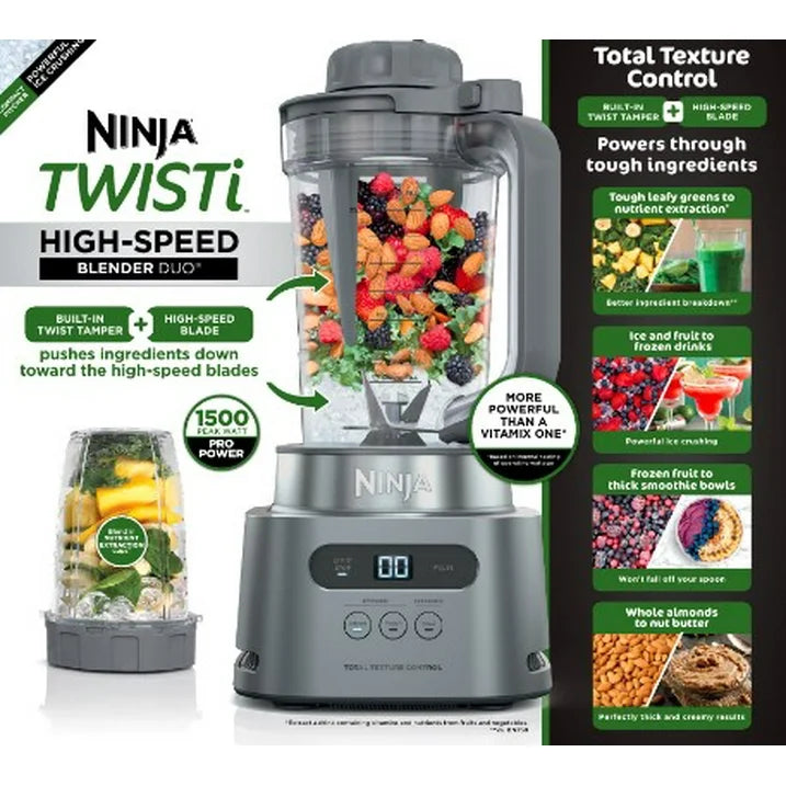 Ninja Twisti , Dúo de Licuadora de Alta Velocidad 3 de 34 oz Auto-iQ