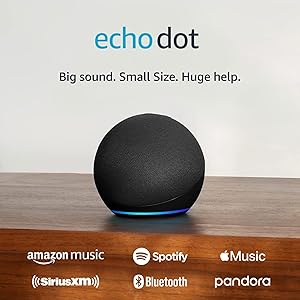 Amazon Echo Dot (modelo más reciente): parlante Alexa con sonido vibrante, ideal para dormitorios, comedores y oficinas (carbón)