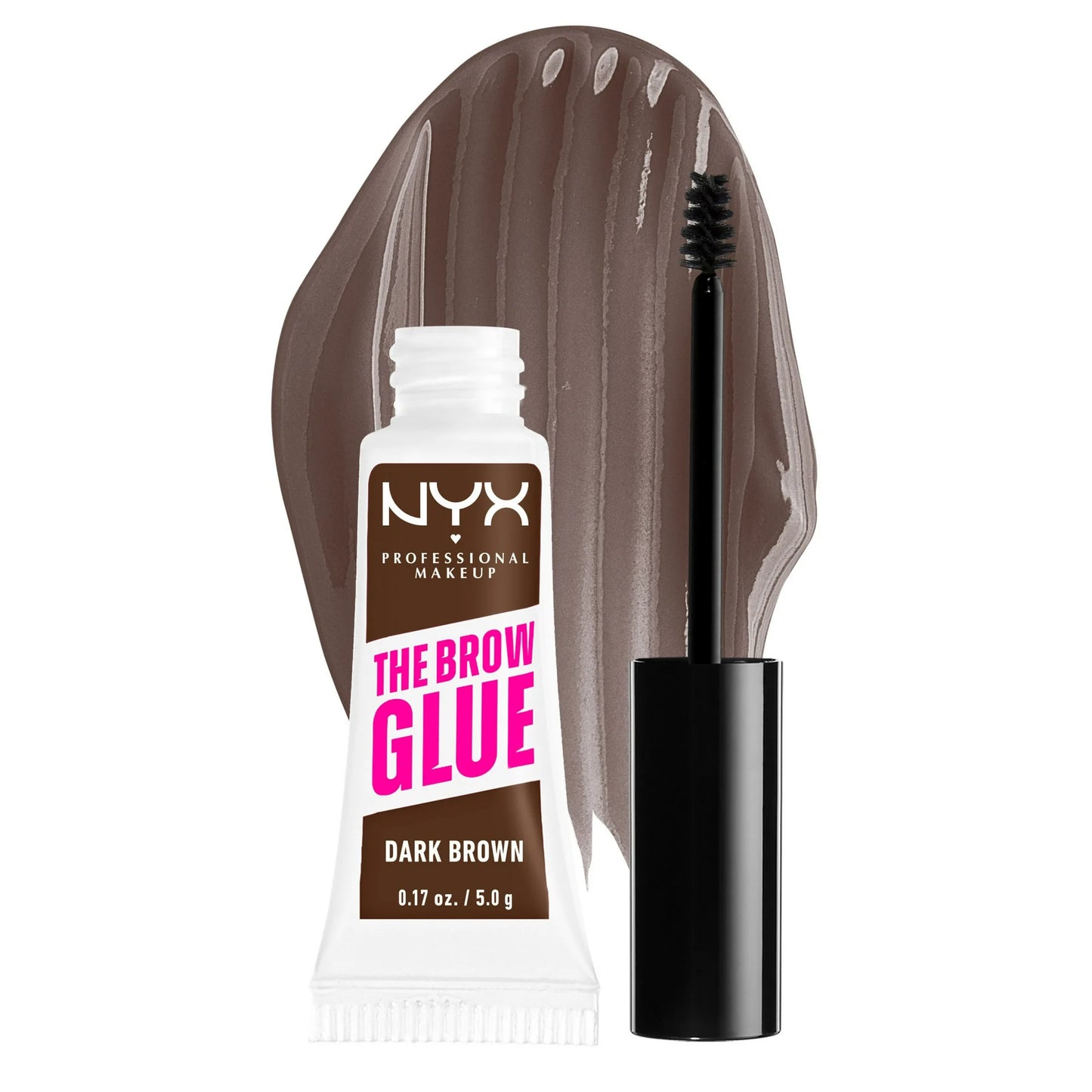 NYX Professional Makeup The Brow Glue, Extreme Hold Tinted Eyebrow Gel DARK BROWN