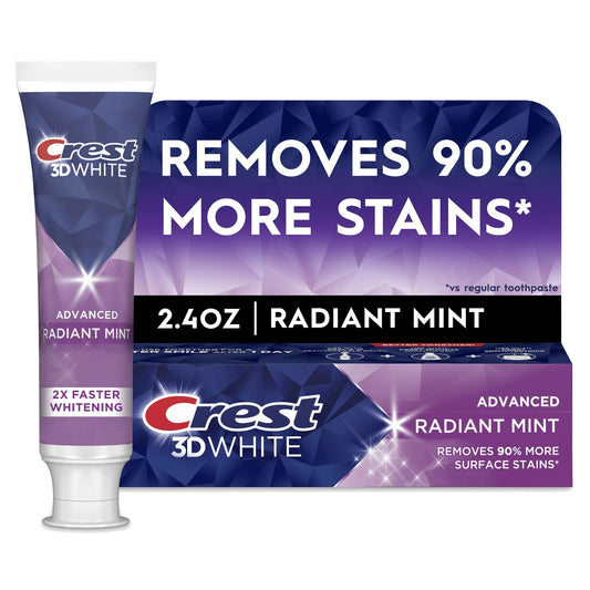 Crest 3D White Pasta de Dientes Blanqueadora Avanzada, Menta Radiante, 2.4 oz