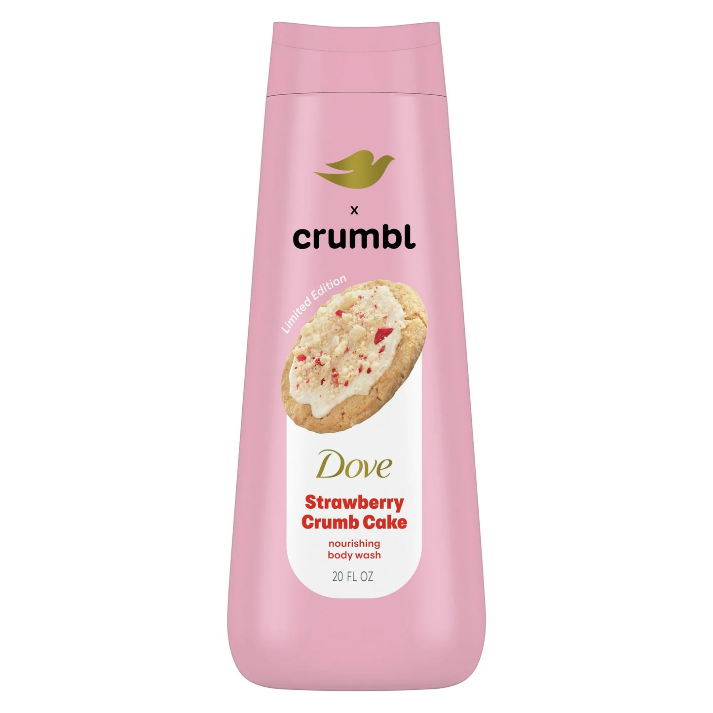 Dove Crumbl Gel de Baño Líquido Hidratante Pastel de Migas de Fresa, 20 oz