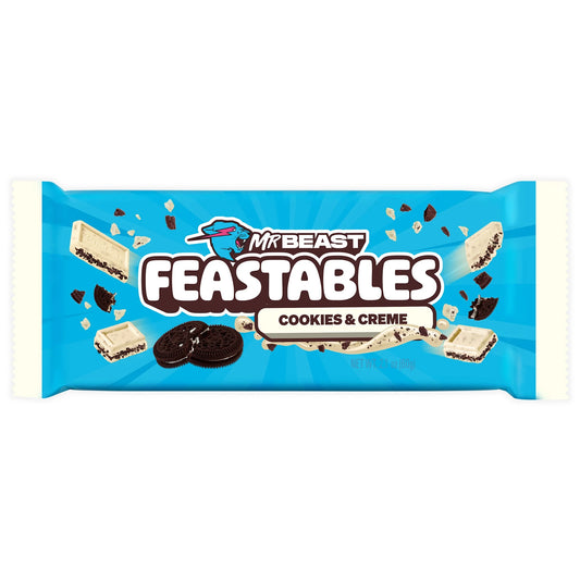 Feastables Mr Beast Barra de Chocolate Blanco con Galletas y Crema, 2.1 oz