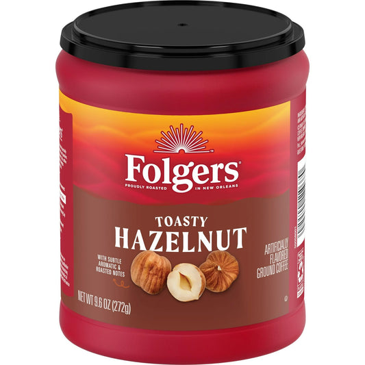 Folgers Café Molido con Sabor Artificial a Avellana Tostada, Bote de 272g
