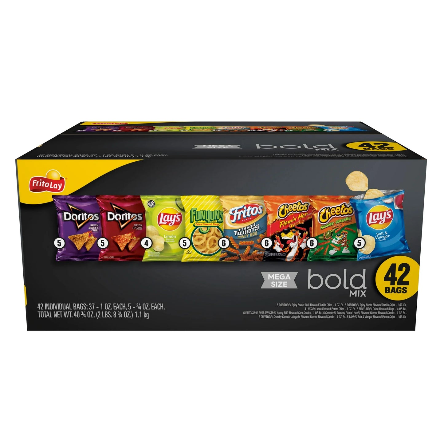 Frito Lay Paquete Variado de Papas Bold Mix, Tamaño Mega, 42 Unidades
