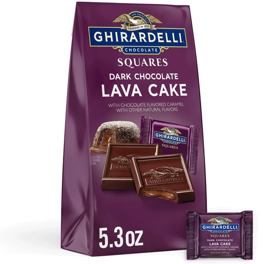 GHIRARDELLI Cuadrados de Pastel de Lava de Chocolate Oscuro, Bolsa de 5.3 oz