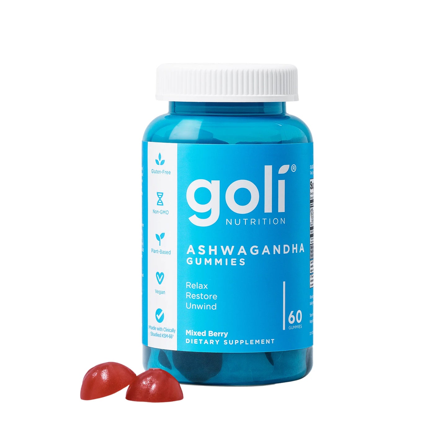 Goli Gomitas de Ashwagandha Nutrition, Sabor a Bayas Mixtas, 60 Unidades