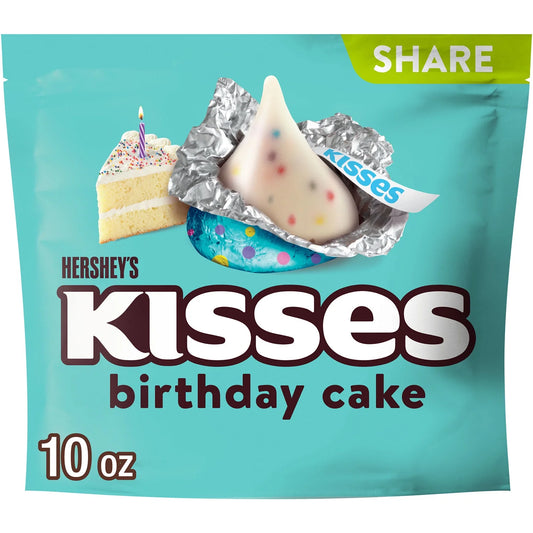 Hershey's Kisses Dulces Sabor Pastel de Cumpleaños, Paquete para Compartir 10 oz