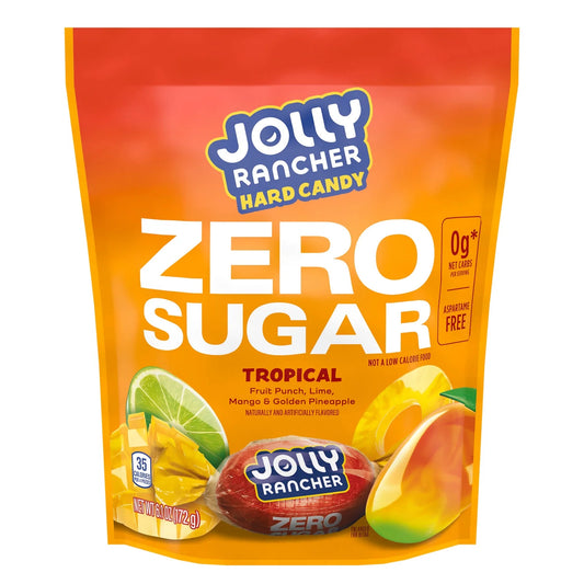 Jolly Rancher Caramelos Duros sin Azúcar con Sabor a Frutas Tropicales, Bolsa de 6.1 oz