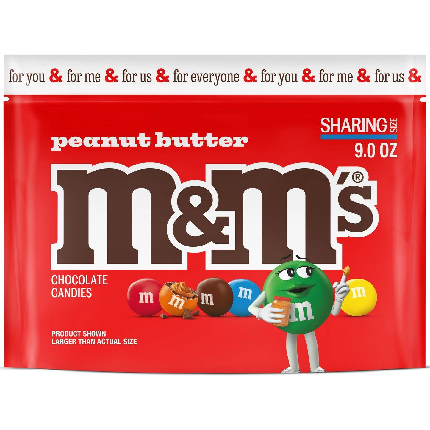 M&M's Peanut Butter Caramelos de Chocolate con Leche, Tamaño para Compartir - Bolsa de 9 oz
