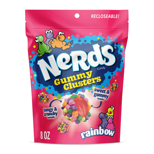 NERDS Gummy Clusters , Caramelo, Arcoíris, Crujiente y Gomoso, 8 oz