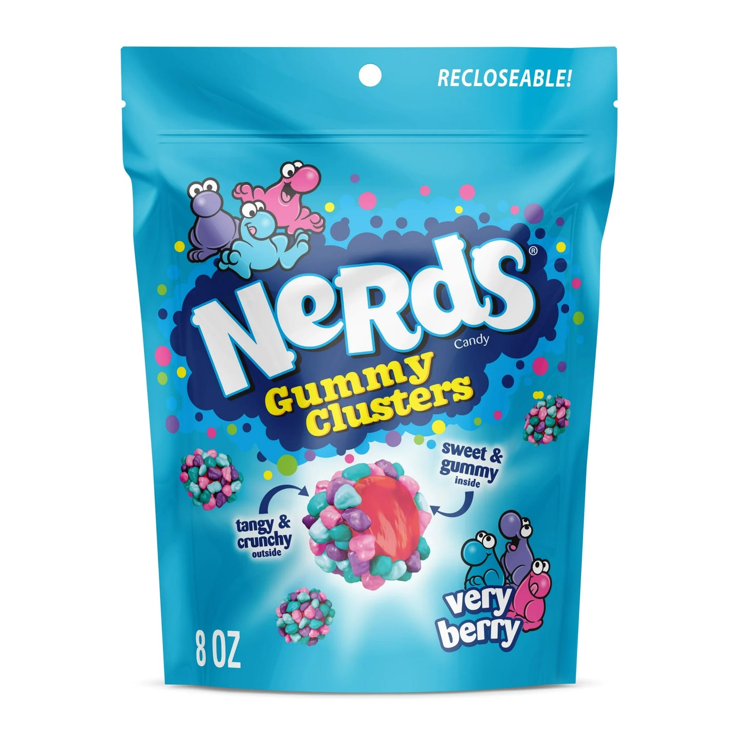NERDS Gummy Clusters , Dulce, Muy Berry, Crujiente y Gomoso, 8 oz