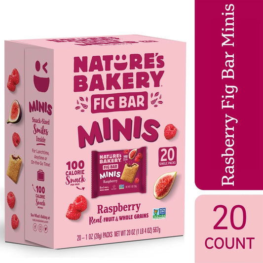 Nature's Bakery, Minis de Barra Fig de Frambuesa 1 oz, 20 Unidades