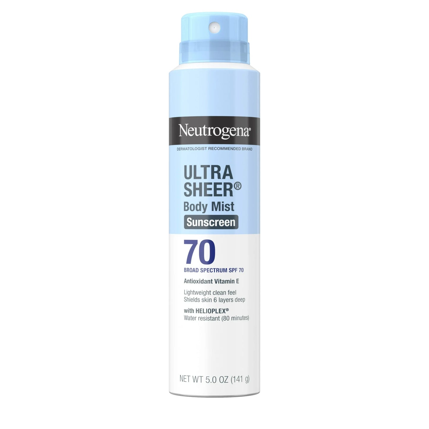 Neutrogena Ultra Sheer Spray de Protector Solar, Ligero, SPF 70, 5 oz