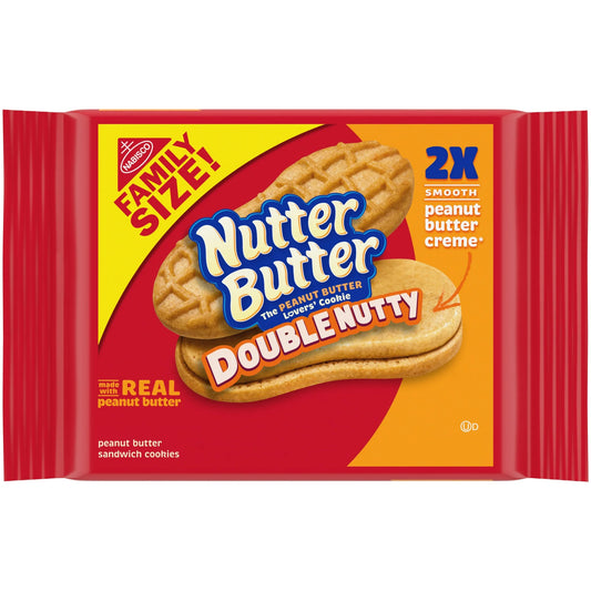 Nutter Butter Galletas Sándwich de Mantequilla de Maní Doblemente Nuez, Tamaño Familiar, 15.27 oz