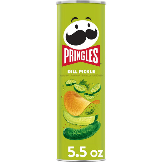 Pringles Papas Fritas con Pepinillos Encurtidos, Snacks para el Almuerzo, Bote de 5.5 oz