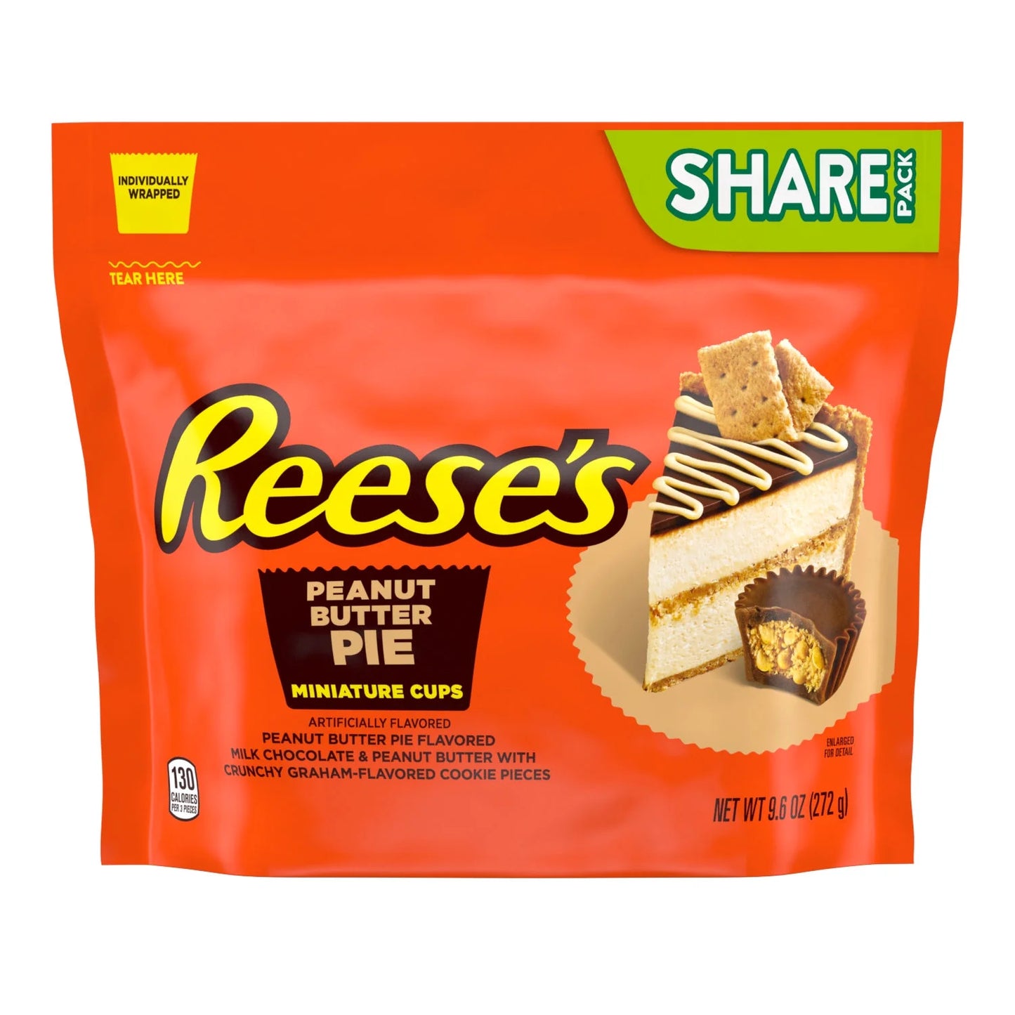REESE'S Miniaturas Tazas de Mantequilla de Maní con Sabor a Pastel de Mantequilla de Maní Paquete Compartido de Dulces, 9.6 oz