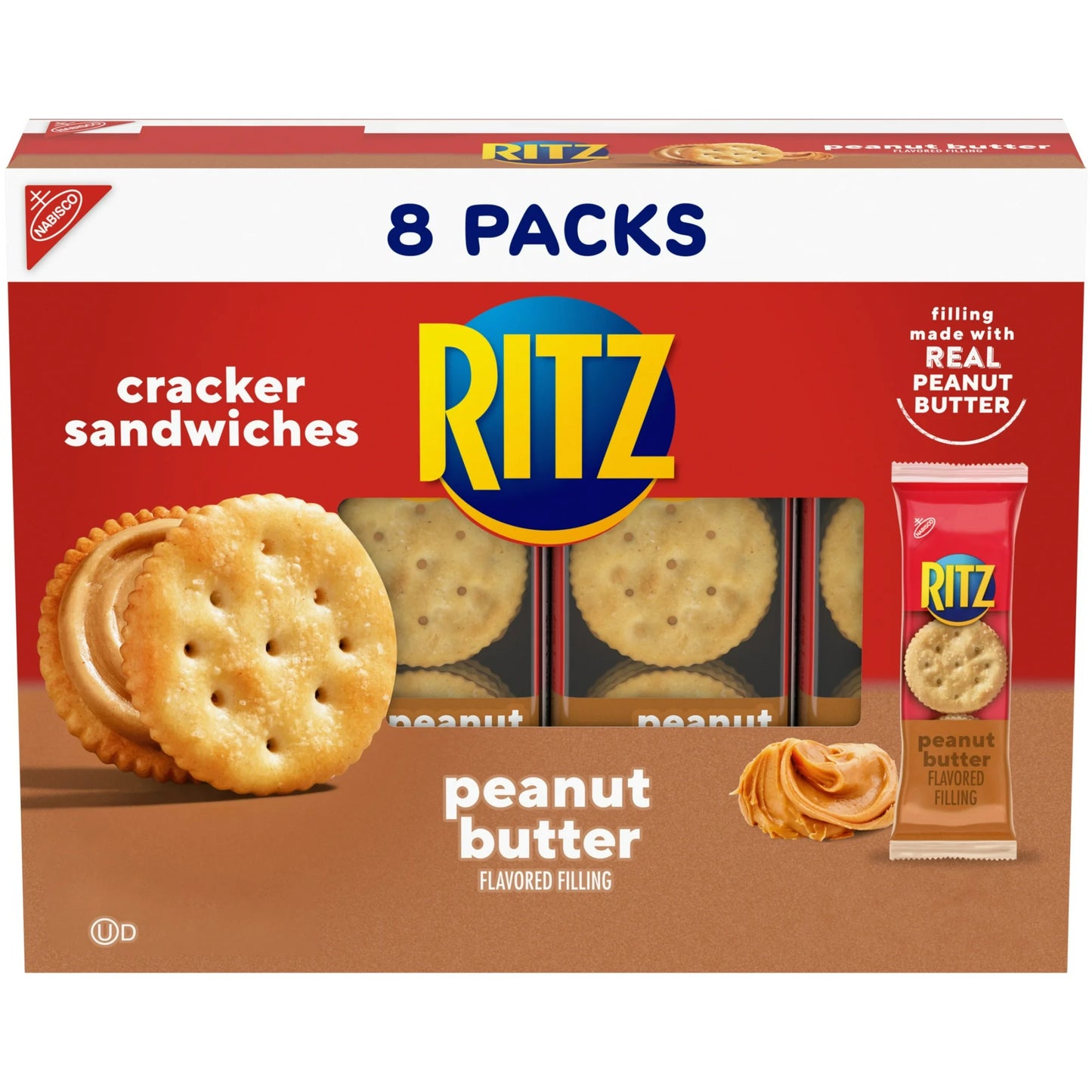 RITZ Galletas Sándwich de Mantequilla de Maní de 8 packs snack