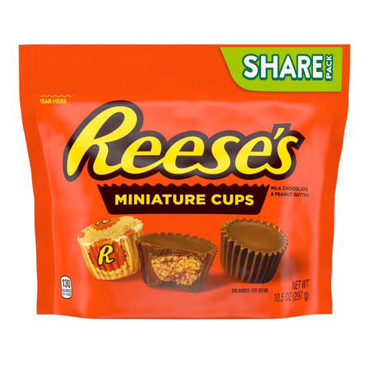 Reese's Miniaturas de Caramelos de Chocolate con Leche y Mantequilla de Maní, Paquete para Compartir 10.5 oz