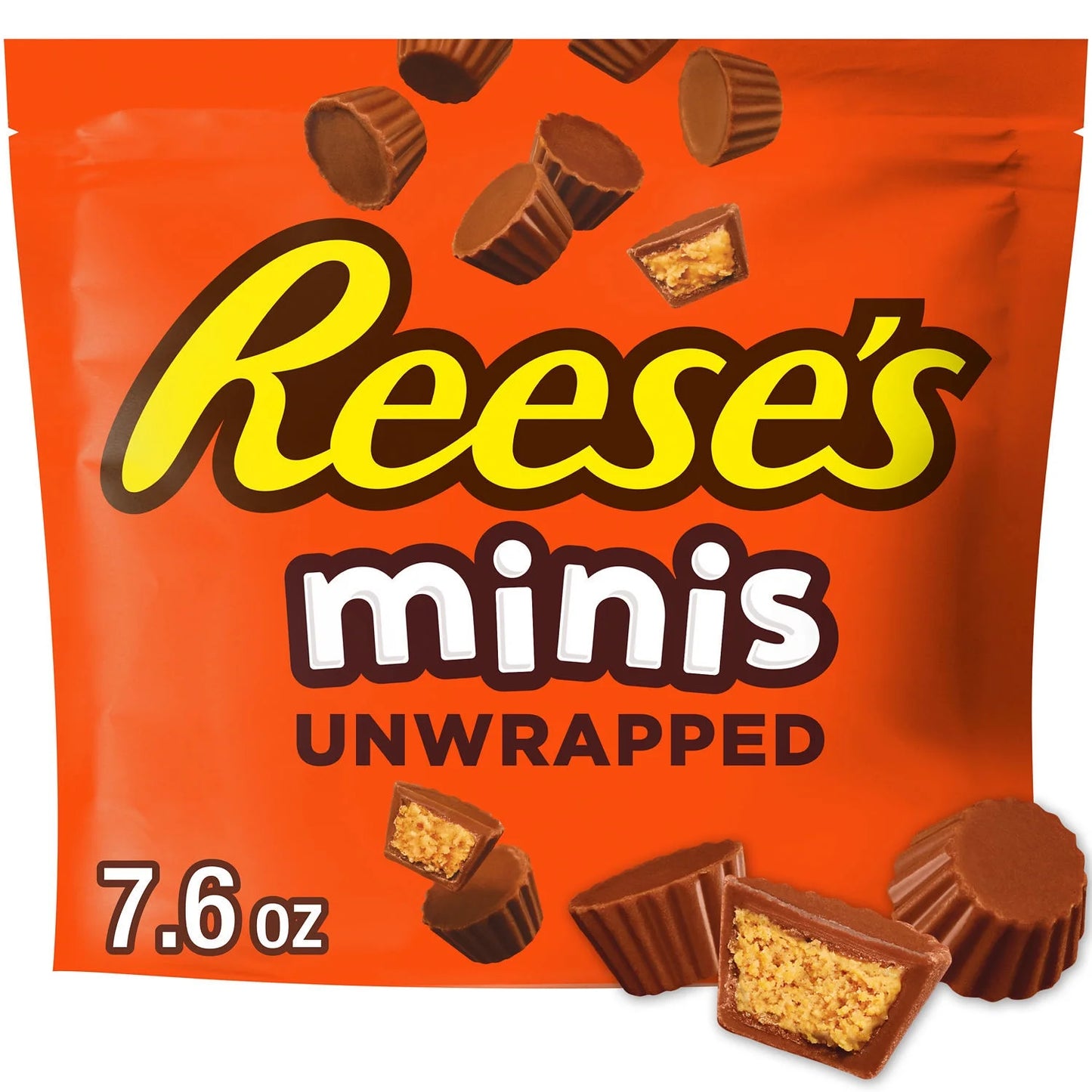 Reese's Minis Caramelos de Tazas de Mantequilla de Maní sin Envolver de Chocolate con Leche, Bolsa de 7.6 oz