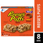 Reese's Puffs Barras de Cereal para el Desayuno, Mantequilla de Maní y Cacao, 8 Unidades