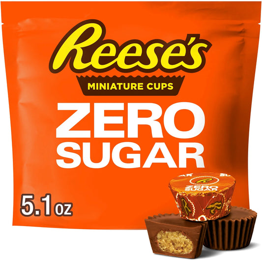 Reese's sin Azúcar Miniatures Chocolate Tazas de Mantequilla de Maní Dulces, Bolsa 5.1 oz
