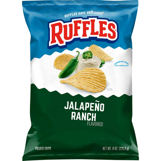 Ruffles Papas Fritas con Sabor a Rancho Jalapeño, Bolsa de 226g