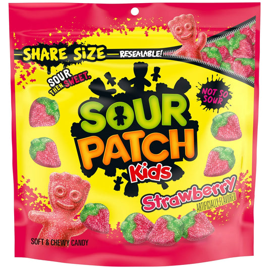 SOUR PATCH KIDS Caramelos Blandos y Masticables de Fresa, Tamaño para Compartir, 12 oz