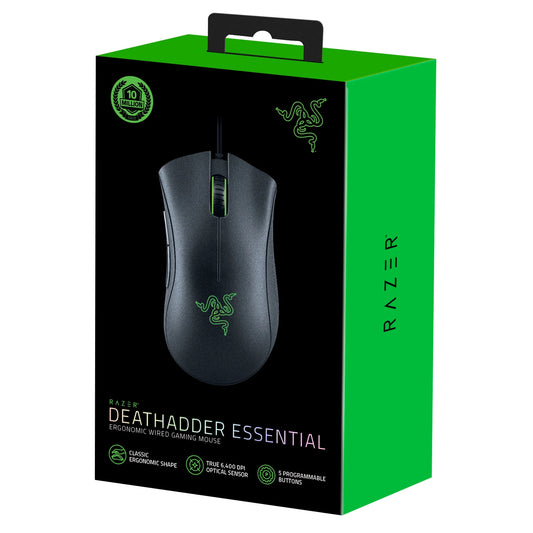 Razer DeathAdder Essential Ratón Óptico para Juegos con Cable para PC, 5 Botones, Negro