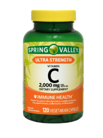 Spring Valley Suplemento Dietético de Cápsulas de Vitamina C Ultra Fuerte, 2,000 mg, 120 Unidades