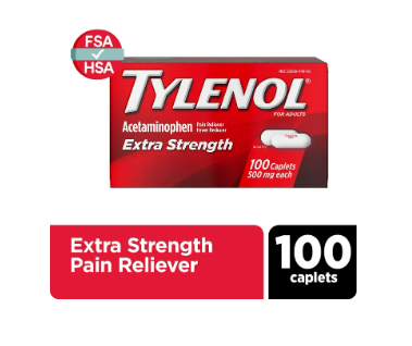 Tylenol Extra Fuerte 500 Mg Cápsulas de Acetaminofén, Tamaño Económico, 100 Unidades