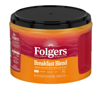 Folgers Breakfast Blend Café Molido Tostado Suave, Bote de 623g