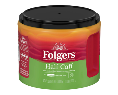 Folgers Half Caff Café Molido, Tueste Medio, Bote de 623g